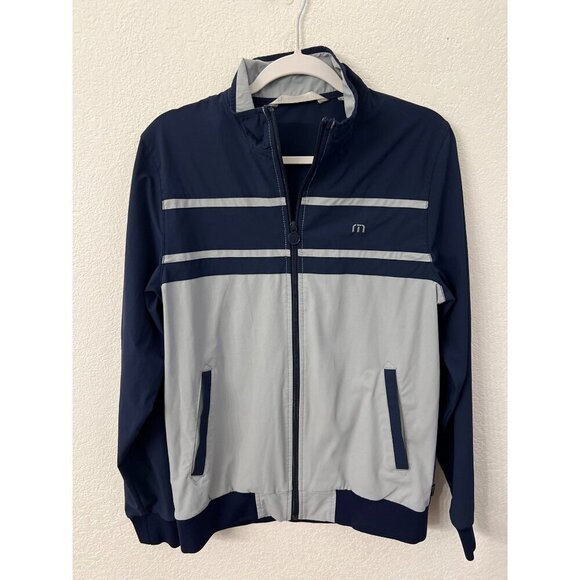 Travis Mathew’s golf navy & grey striped full zip jacket mens size medium - Picture 3 of 7